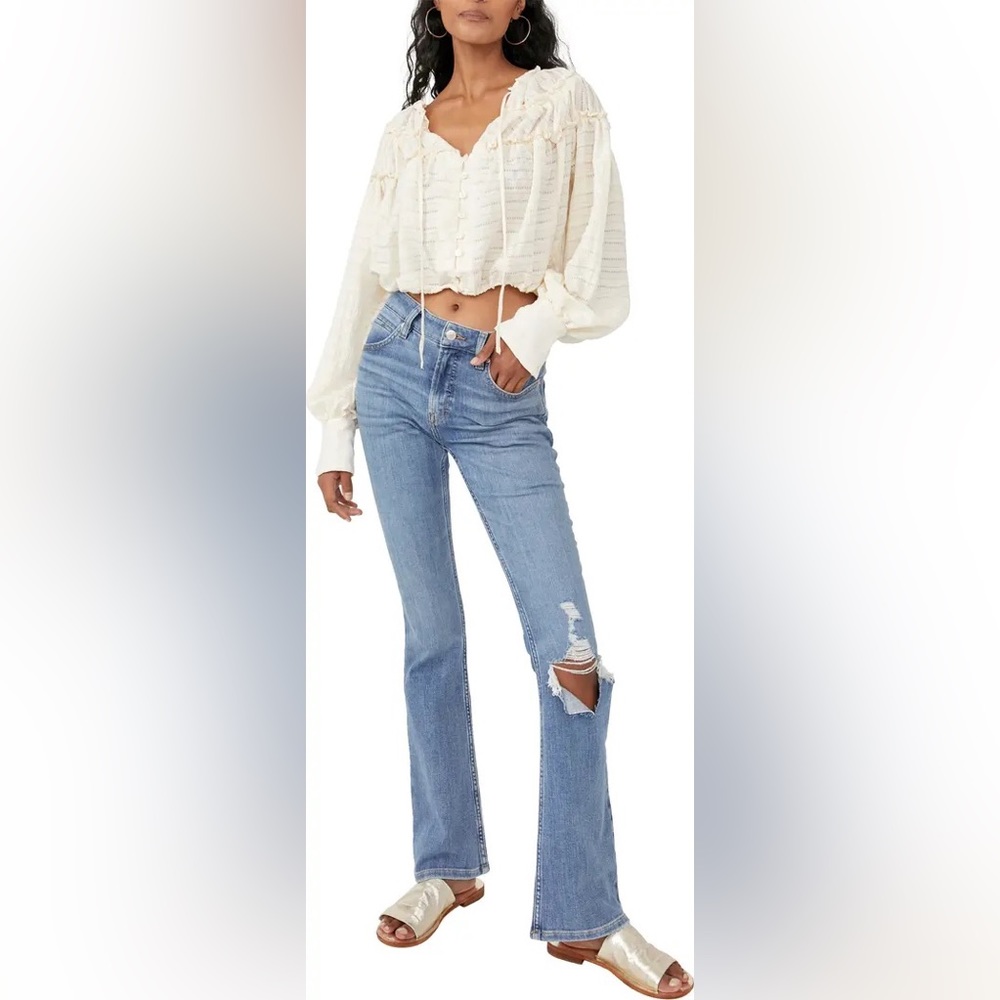 NWT Free People Hailey Crop Sleeve Blouse - Picture 7 of 8